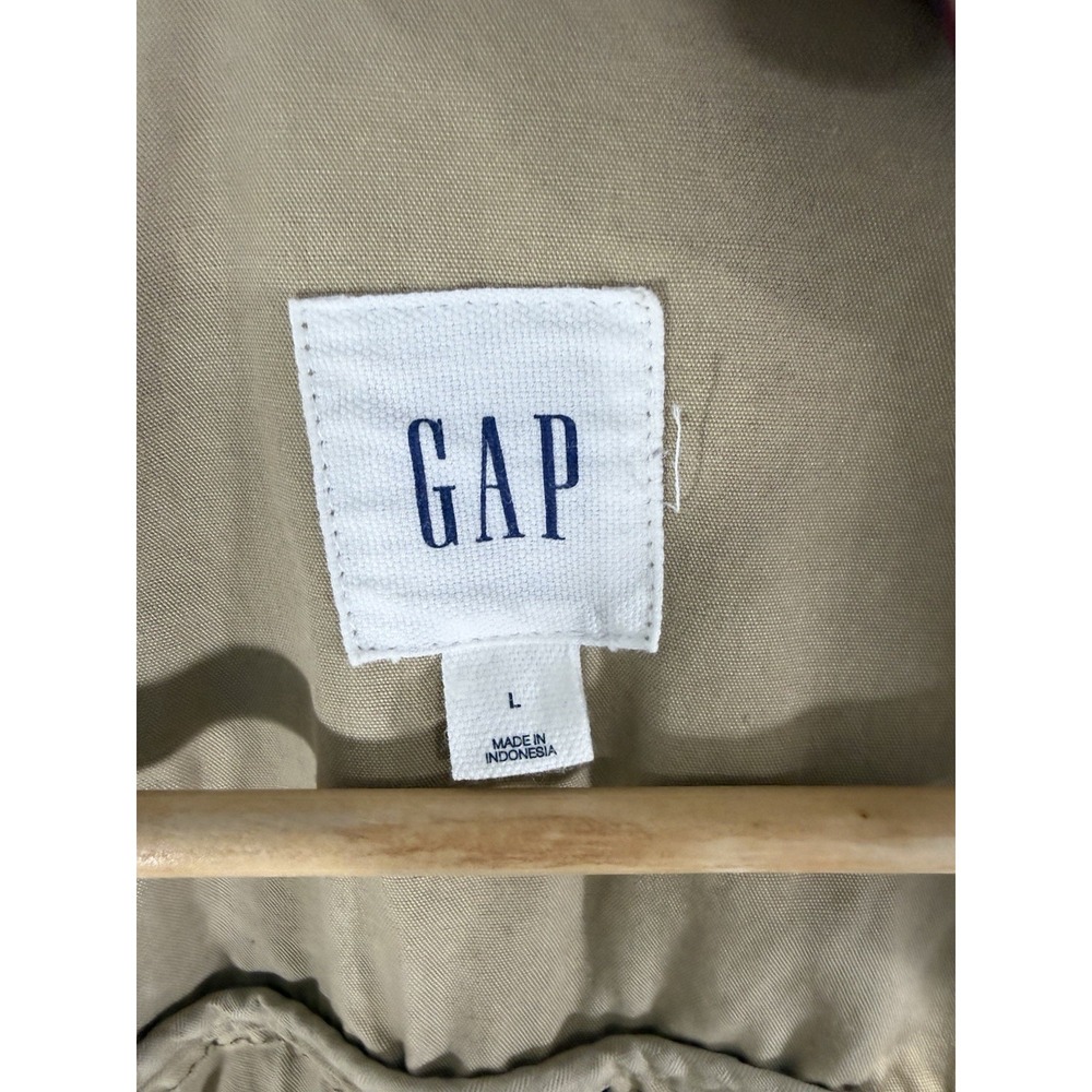 Gap Women Jacket Tan Utility Chore Barn Shacket Canvas Cotton Full Snap Sz Large - Picture 8 of 10